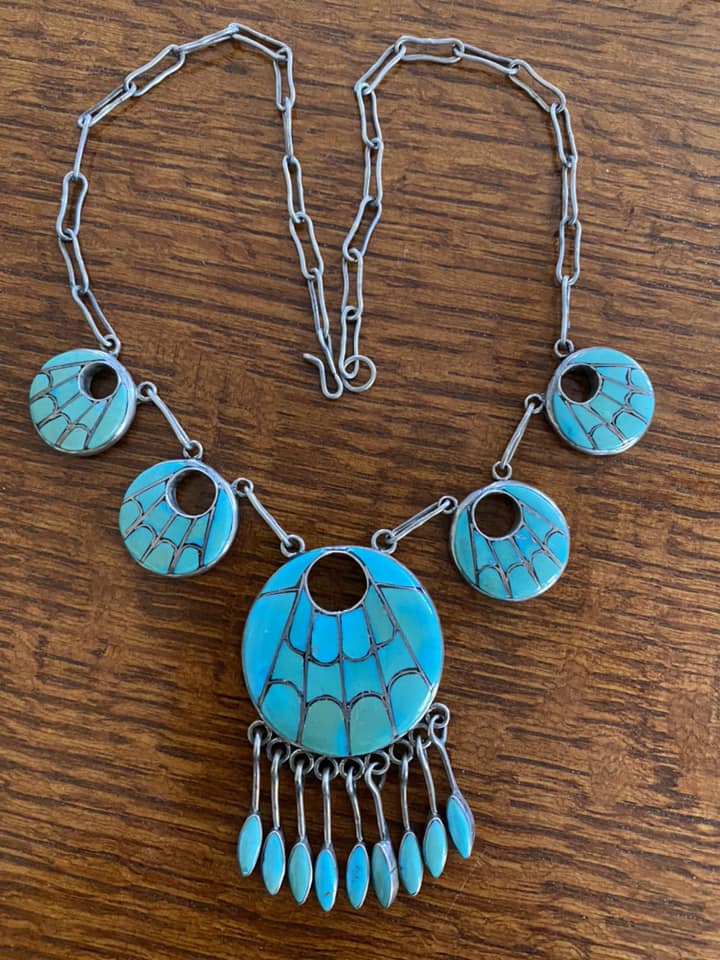 Zuni Annie Quam Gasper AQG Signed Sterling Silver Turquoise