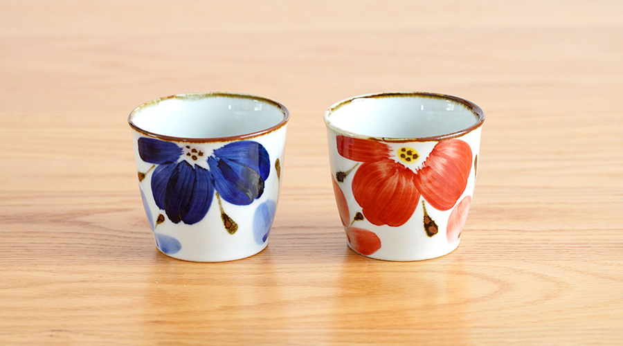 清水焼 とうあん(白掛五草花) 蕎麦猪口清水焼 とうあん(白掛五草花