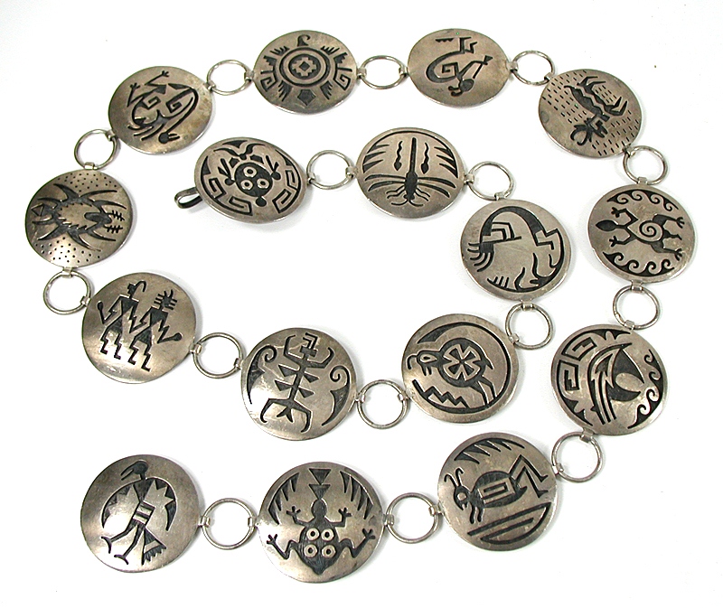 Manuel Hoyungwa Hopi Vintage Sterling Silver Link Concho Belt