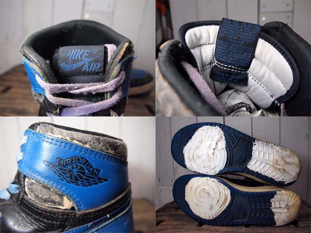 85年製【NIKE】AIR JORDAN 1(エアジョーダン1)黒青 - 古着屋HamburgCafe