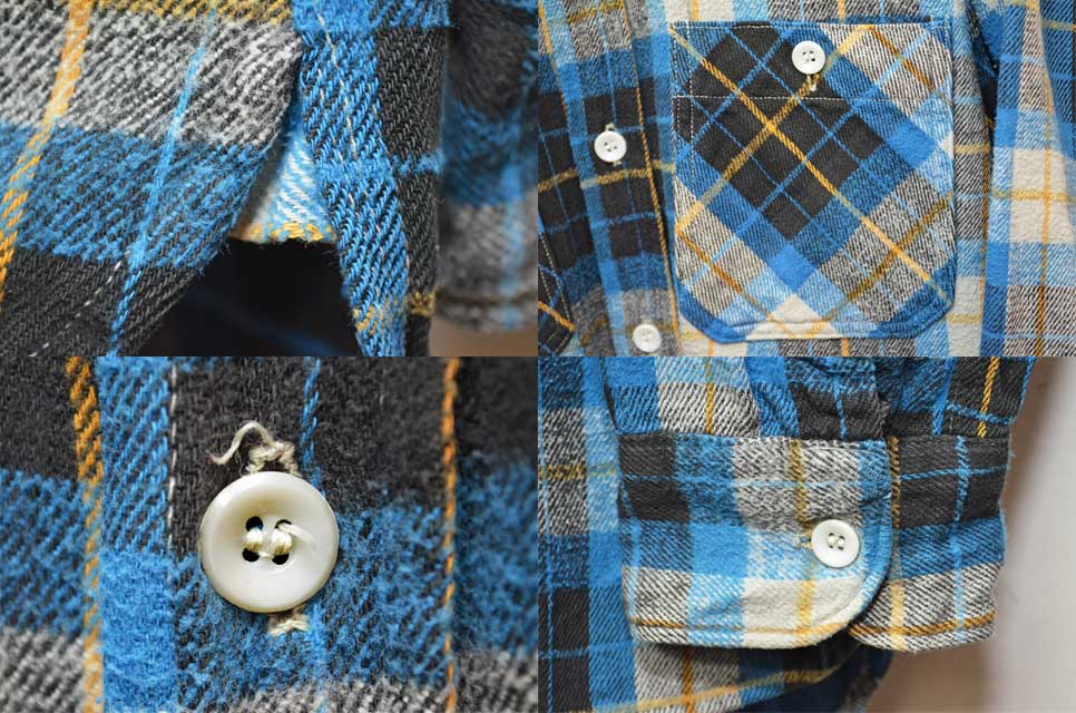 50's WINTER KING マチ付きネルシャツ - used&vintage box Hi-smile