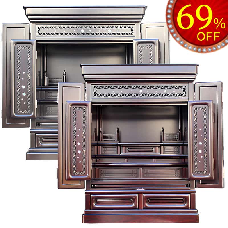 唐木仏壇・華舞 - 桜の螺鈿が美しい春デザインの唐木仏壇｜ひだまり仏壇