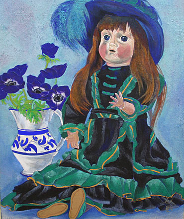 6883] 鬼頭敏郎 日本画 「西洋人形」 15号 - 広田屋 ブランド質屋通販