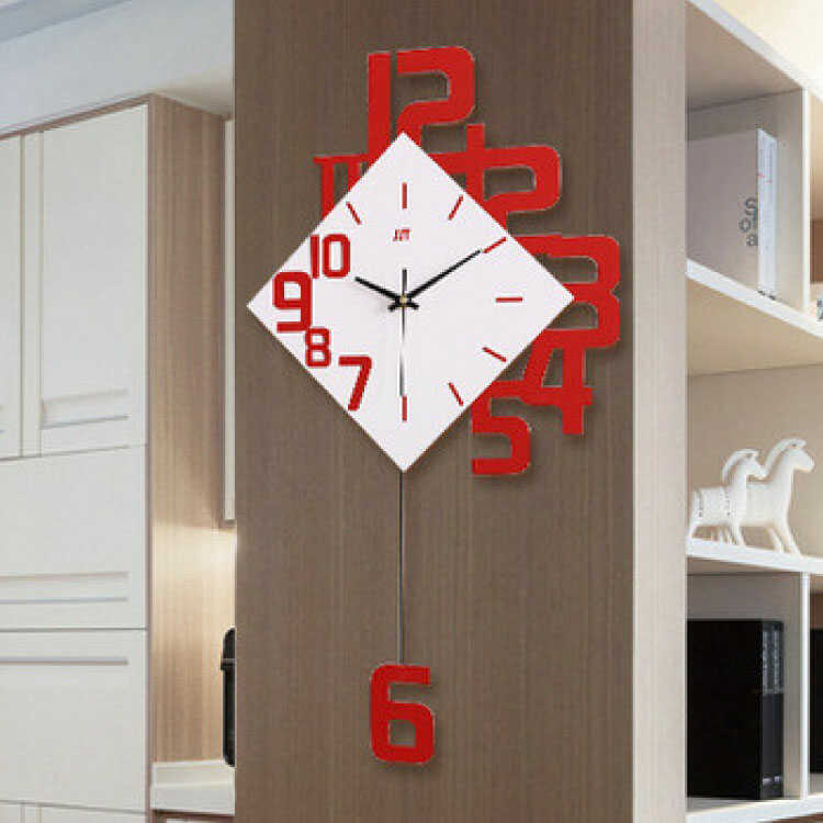 CL-2342 数字をおしゃれにデザインした壁掛け時計｜赤レッド