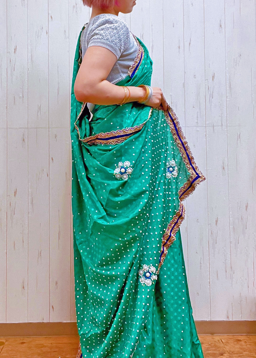 インドサラサの店 / インドサリー☆きらきらパーティone-color〔リーフ〕