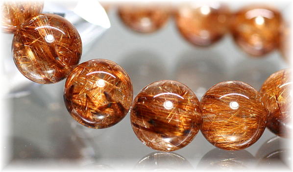 3A++]オレンジカッパールチルクォーツブレスレット（約13.5mm玉