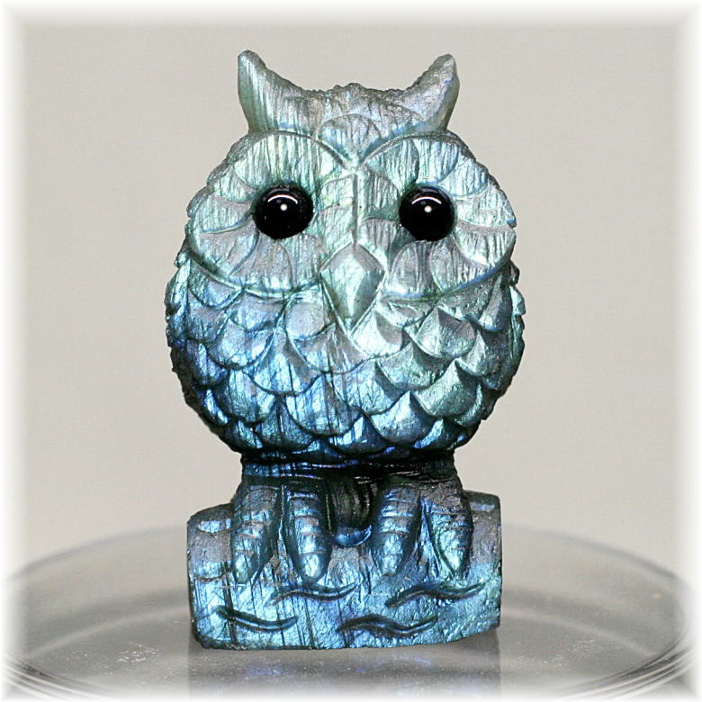マダガスカル産]ラブラドライト彫刻フクロウ（置物） - 埼玉県吉川市の