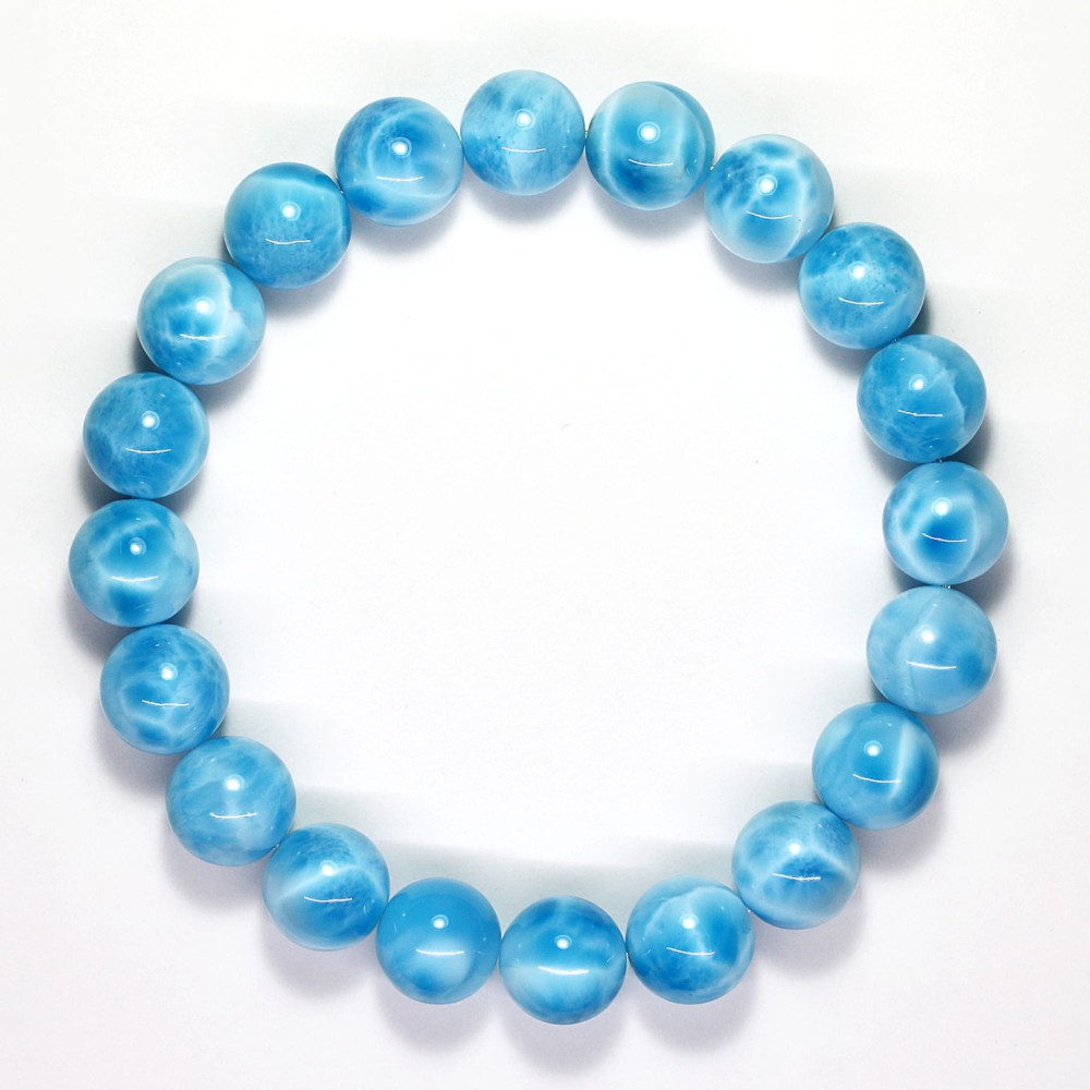 最高品質]宝石質ラリマーブレスレット（約10mm玉・オールブルー