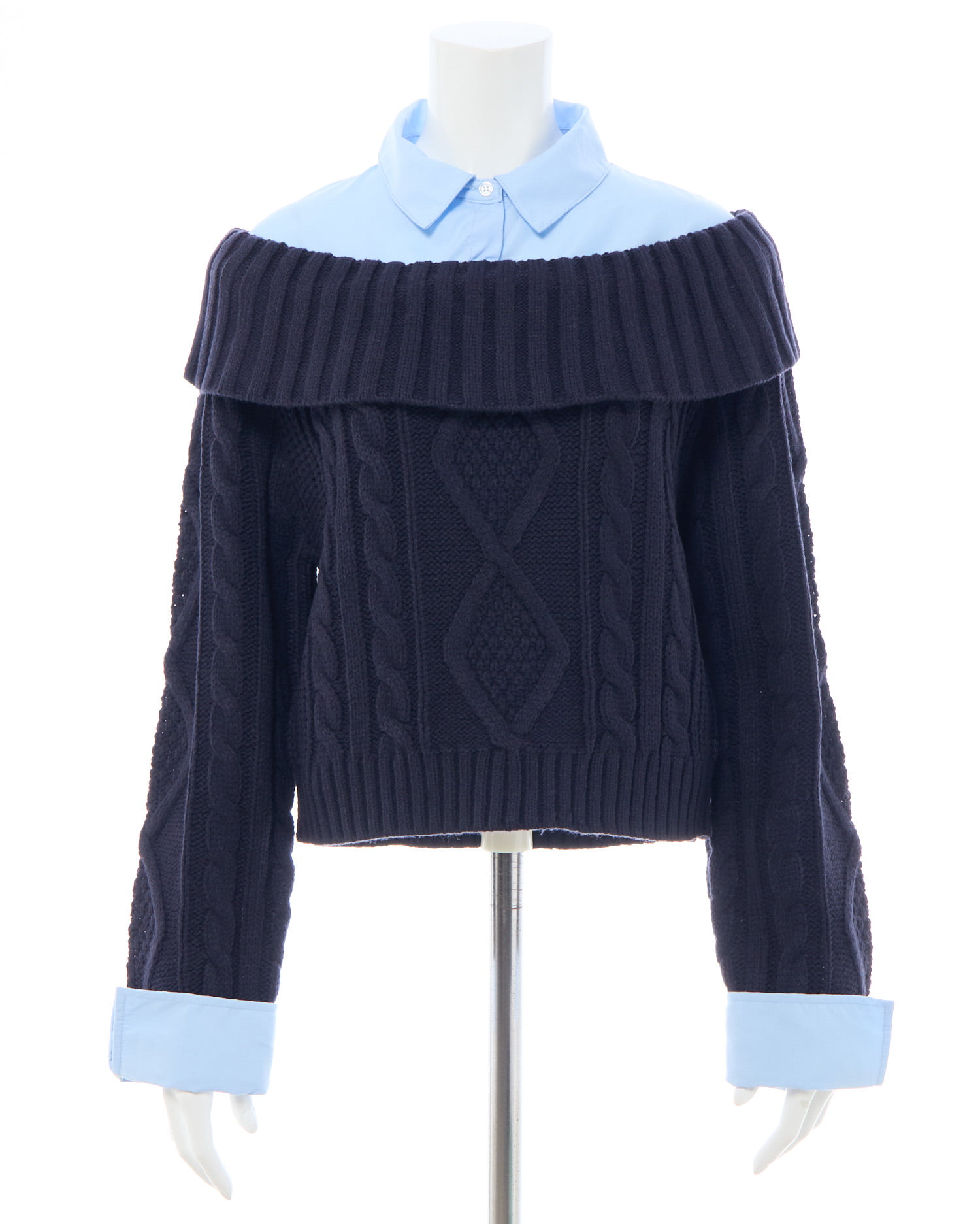 シャツレイヤード風ケーブルオフショルニット｜INGNI(イング) 公式通販