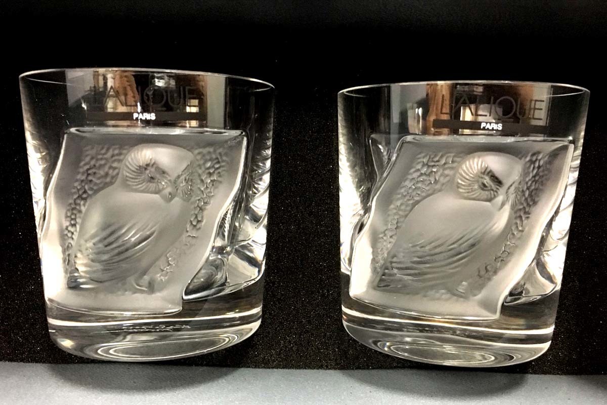 LALIQUE ラリック ロックグラス 2点セット フクロウ - 総合リサイクル