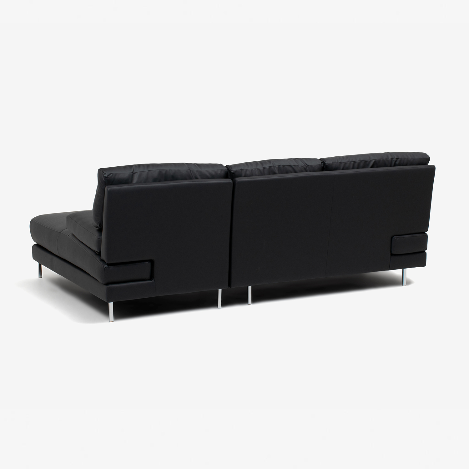 カウチソファ 向って右カウチ「ベローナ2」ソフトレザーブラック色