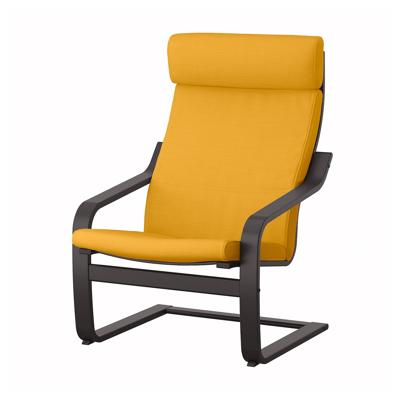 POÄNG armchair, black-brown/Skiftebo yellow - IKEA