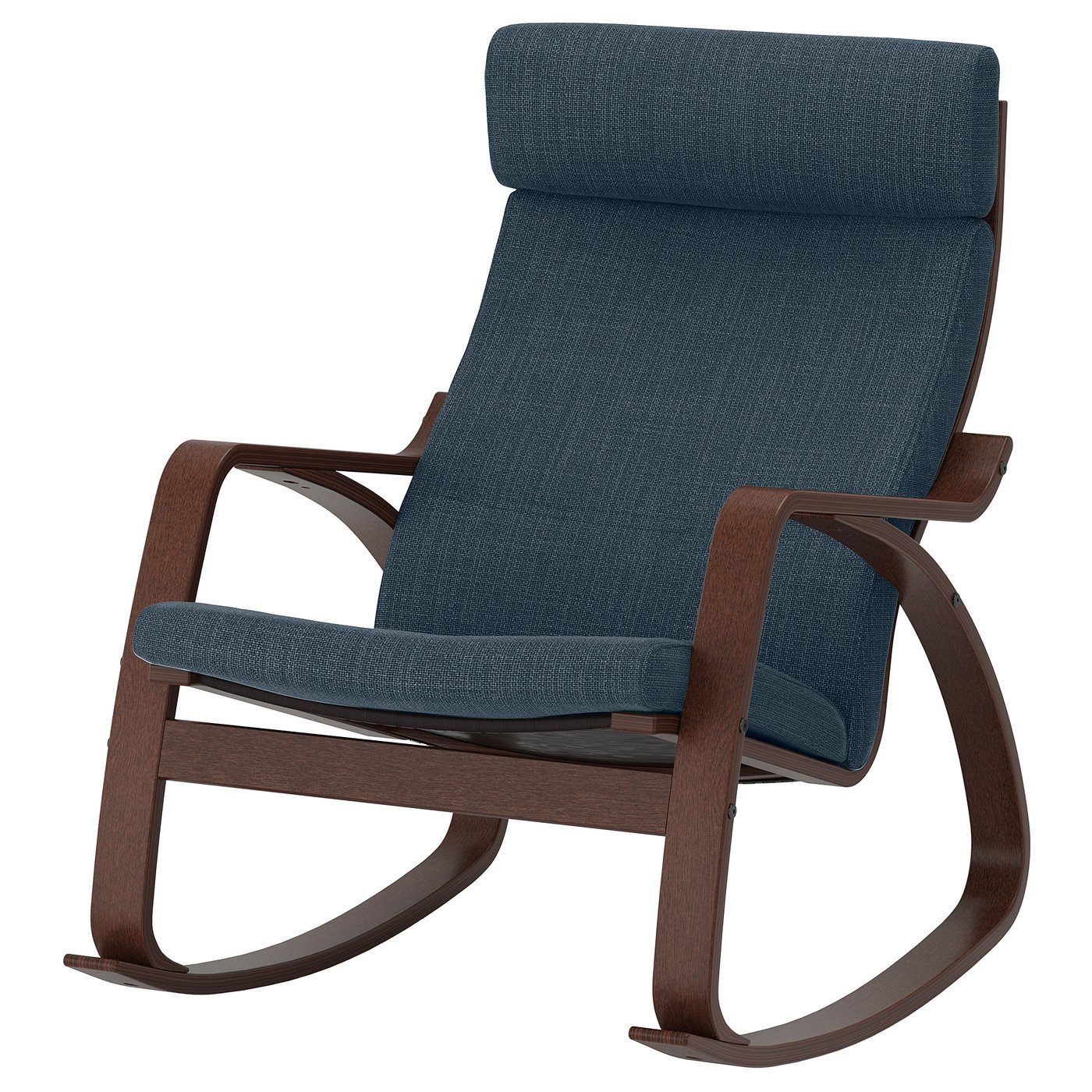 POÄNG rocking chair, brown/Hillared dark blue - IKEA