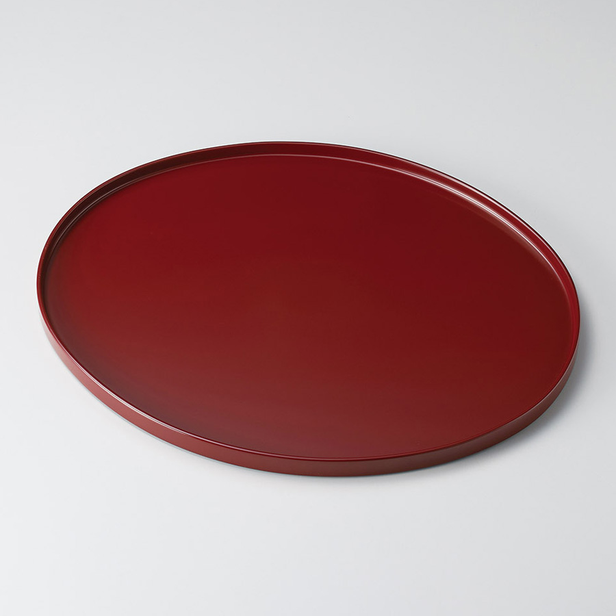 オーバル盆 尺2 朱/溜 木製 漆塗り トレー 漆器の井助