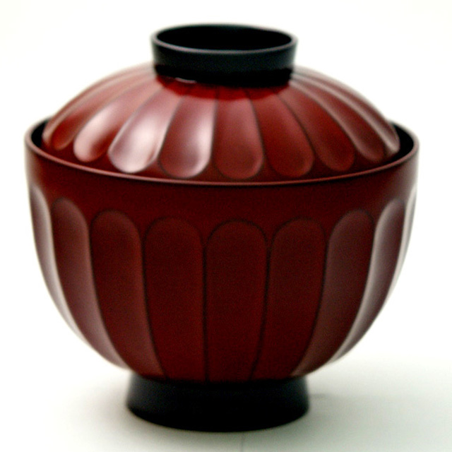 菊割吸物椀 古代根来 漆塗り 漆器の井助