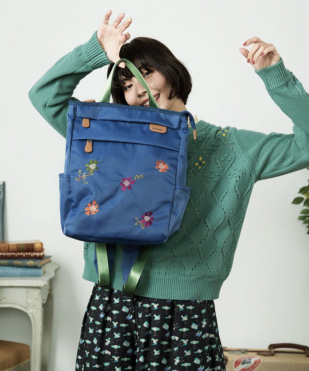 フラワー刺繍トートリュック(バックパック・リュック) | Jocomomola