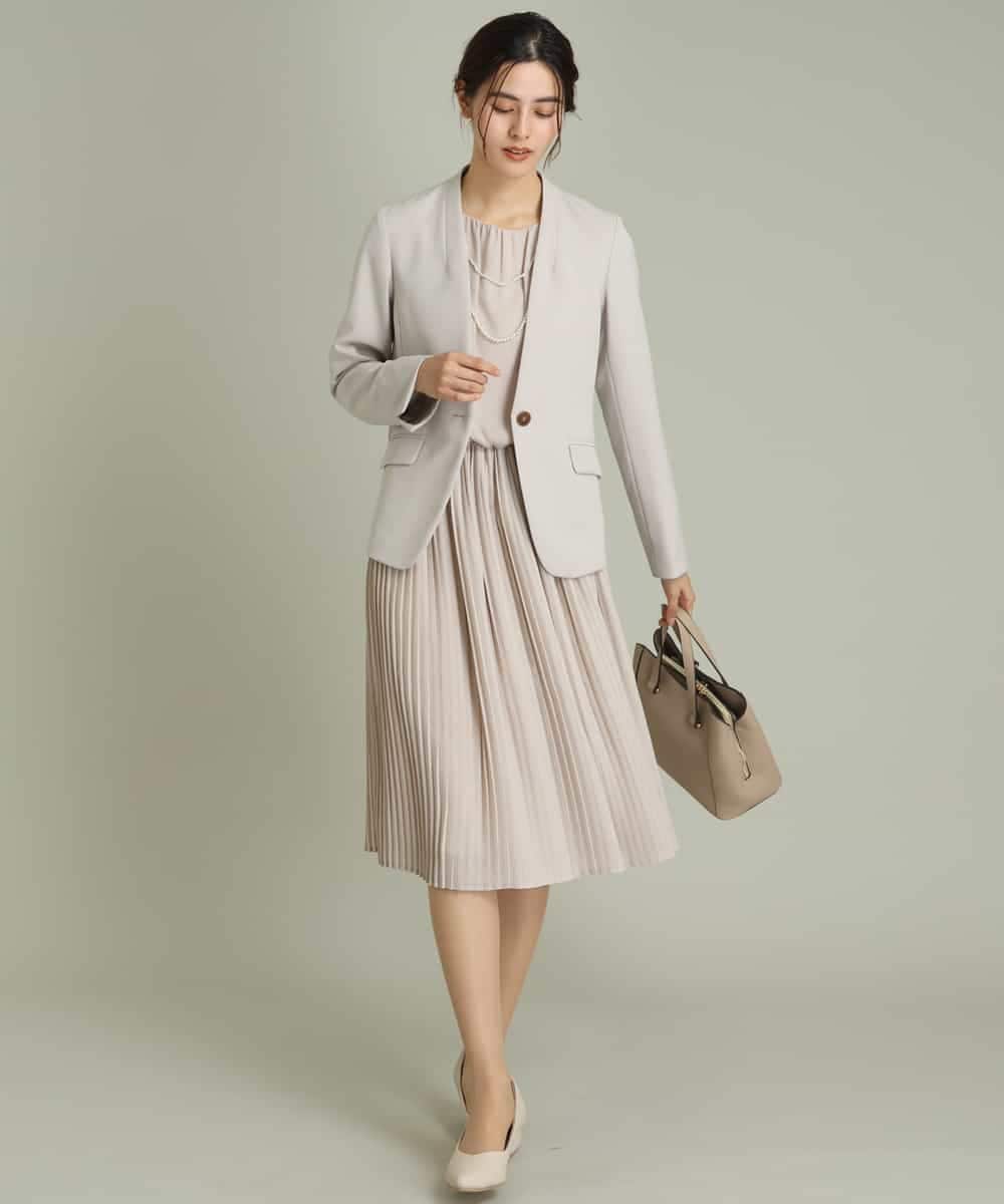 洗える/セットアップ対応】ダブルクロスノーカラージャケット(ノー