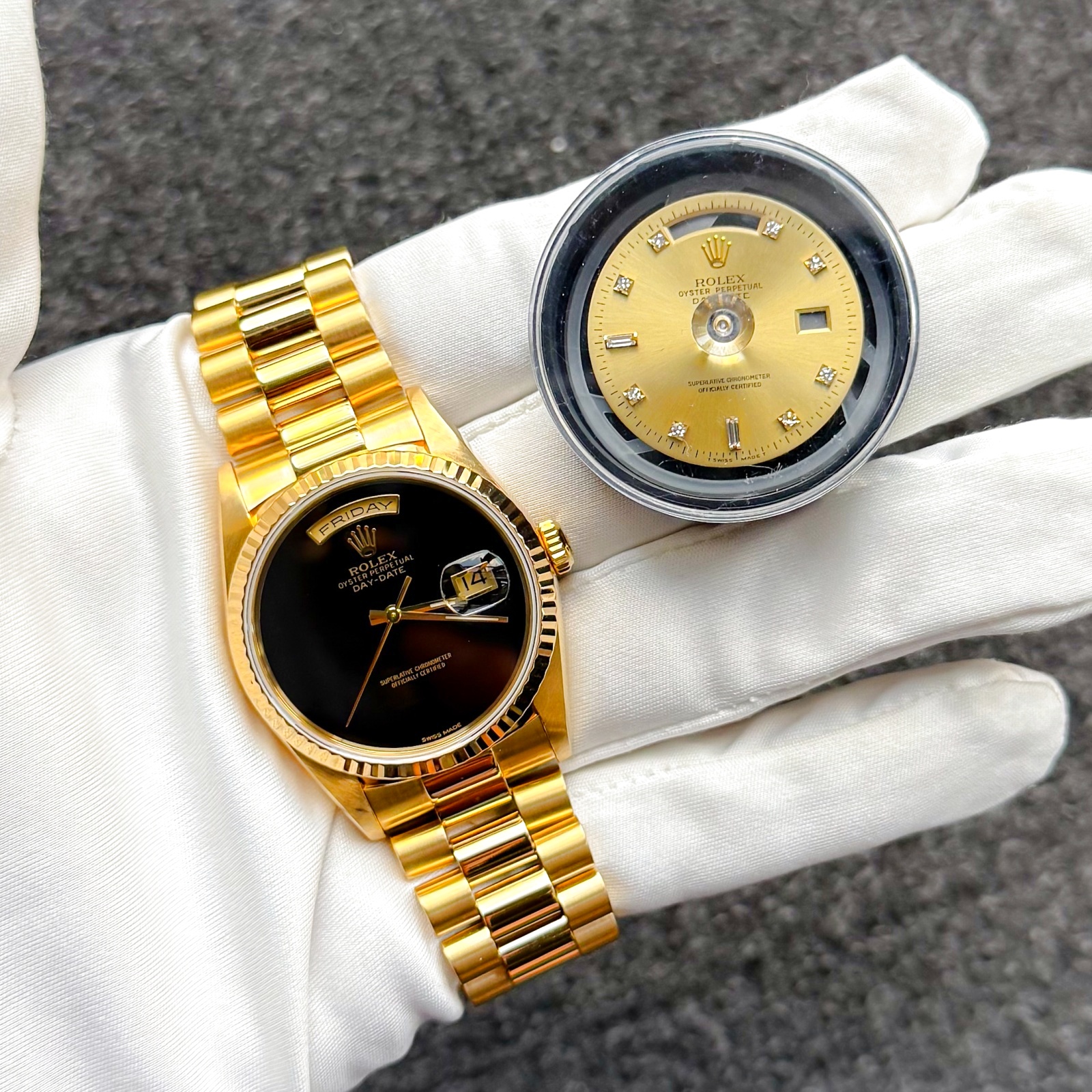 ロレックス デイデイト 36 10PD 18238A(Cal.3155）用 オニキス文字盤