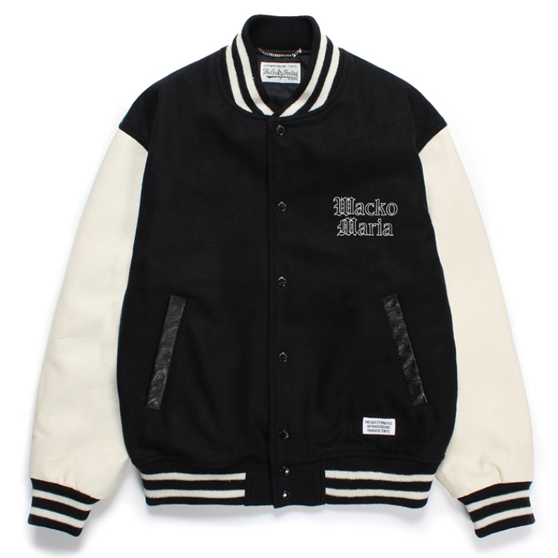 WACKO MARIA/LEATHER VARSITY JACKET（BLACK）［レザーヴァーシティJKT