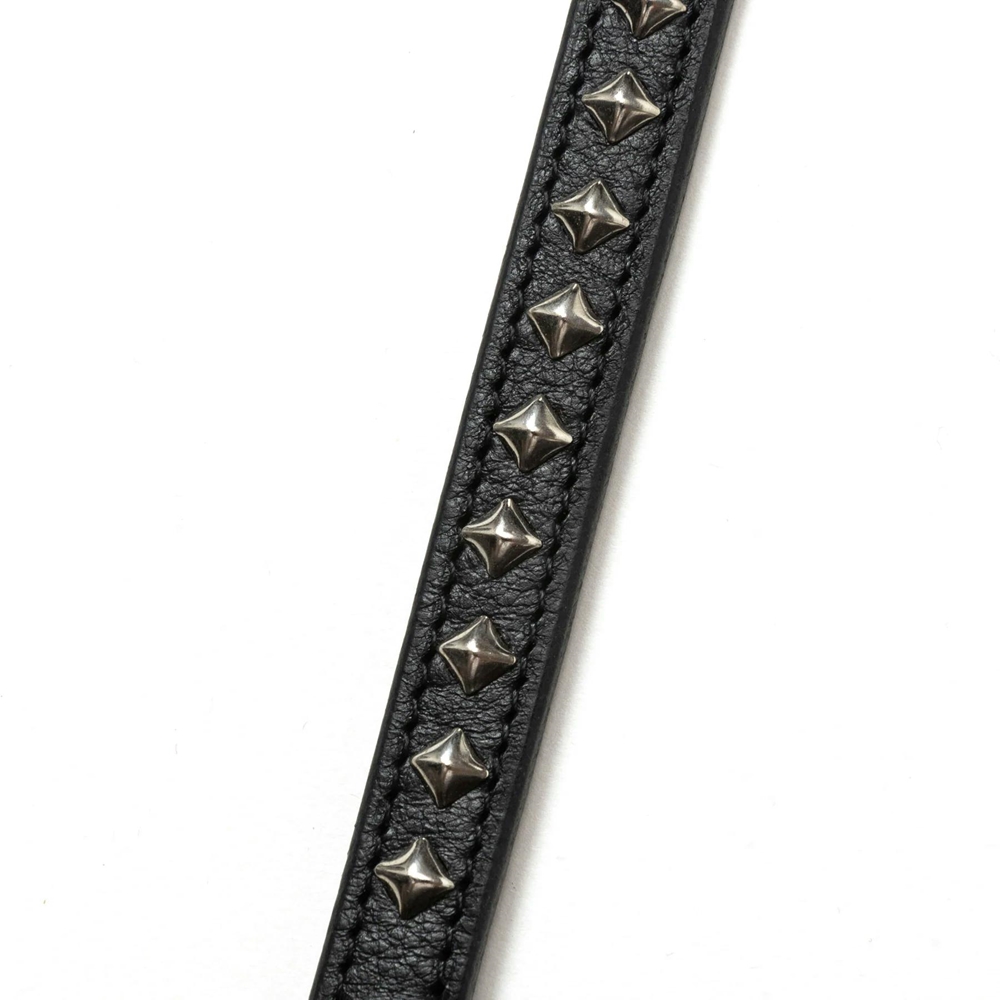 CALEE/STUDS LEATHER LONG KEY RING（BLACK）［スタッズレザーロング