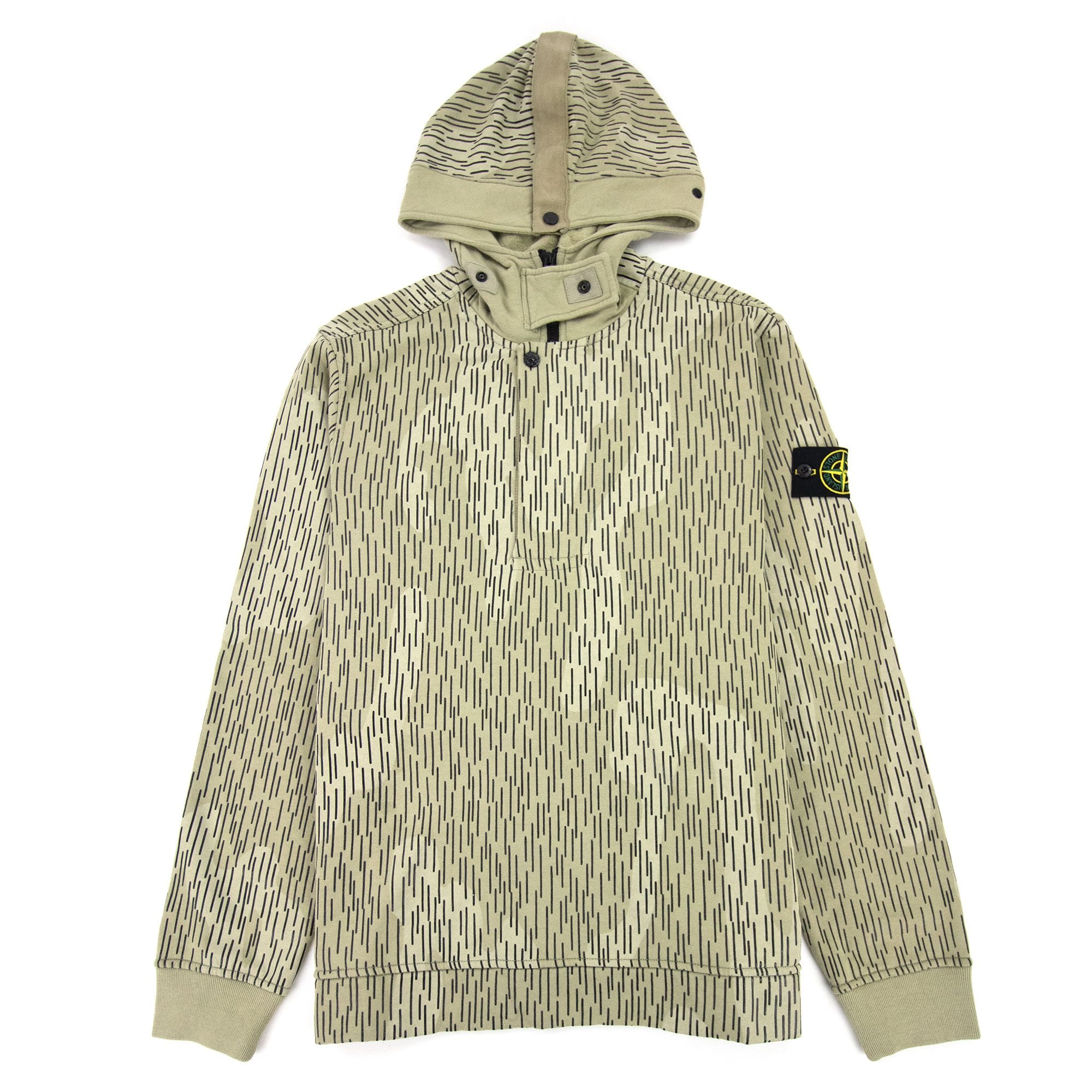 Stone Island 653e3 Cotton Fleece Rain Camo Print Ecru | ONU