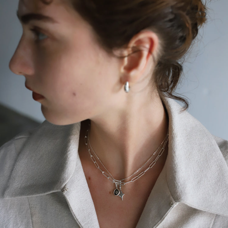 フラットケーブルチェーンネックレス SV 38cm