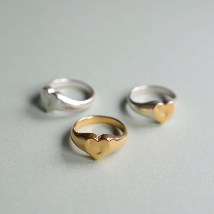 一部予約】ハートシグネットリング GD