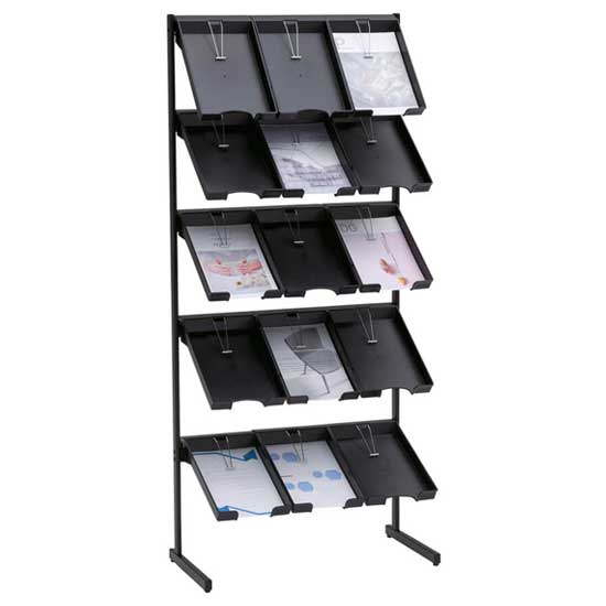 L959Kパンフレットスタンド 再生トレー3列 15スポット ブラック L959KF