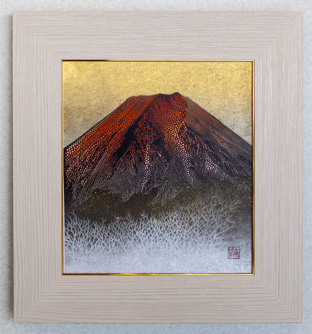 赤富士」伊勢型紙インテリア額（￥14,740） | 伊勢型紙専門店おおすぎ
