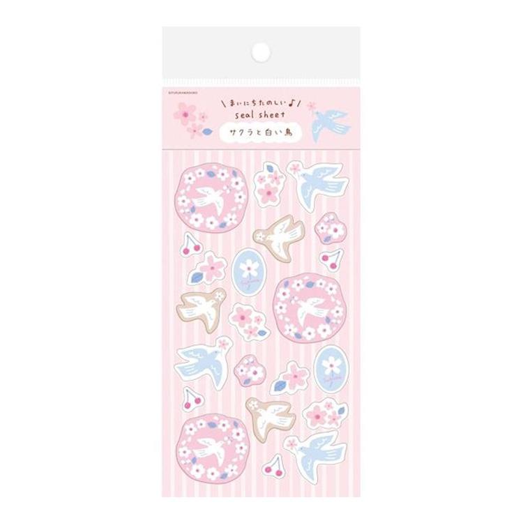 春柄 シールシート サクラと白い鳥(サクラと白い鳥): ステーショナリー
