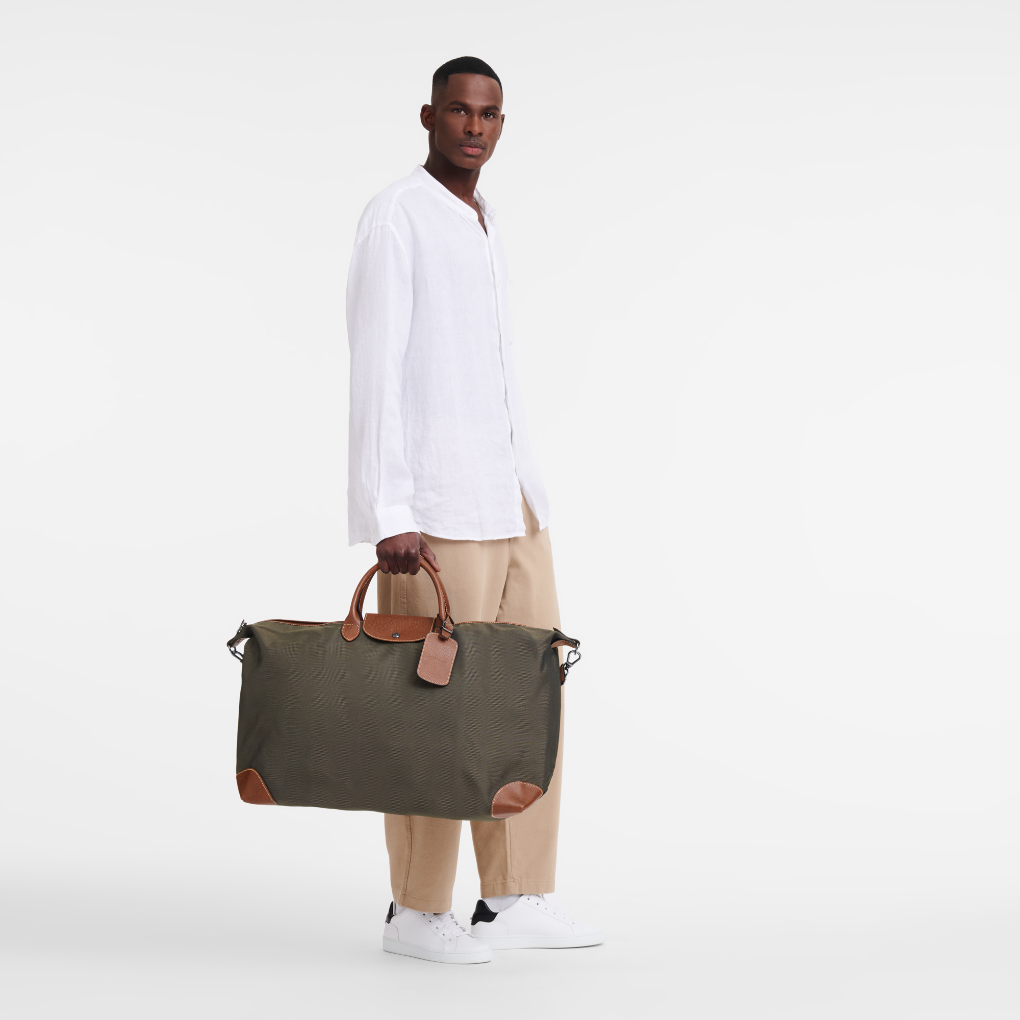 Boxford XL Travel bag Brown - Recycled canvas | Longchamp US