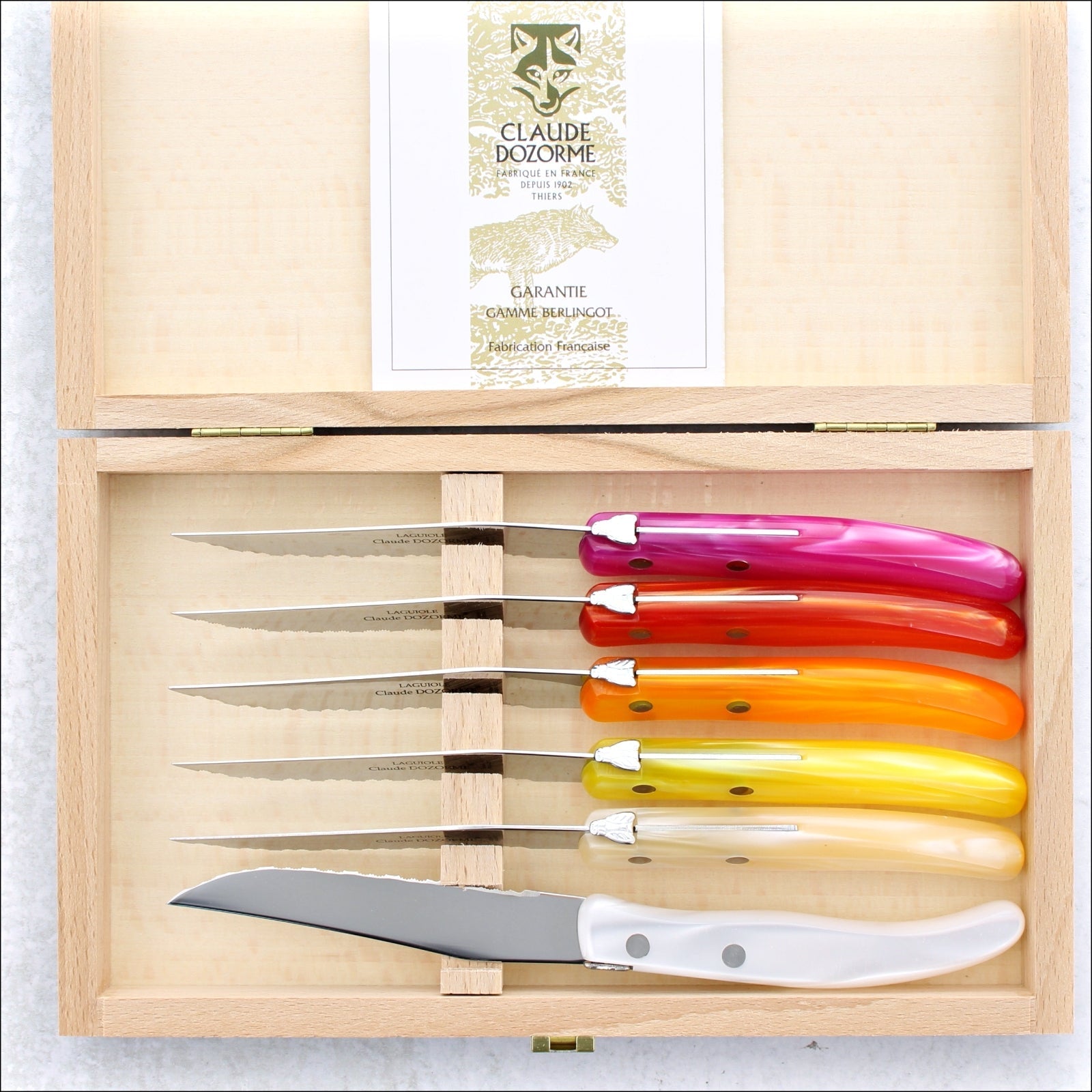 Claude Dozorme Laguiole Berlingo Steak Knives - Set of 6 - Pink