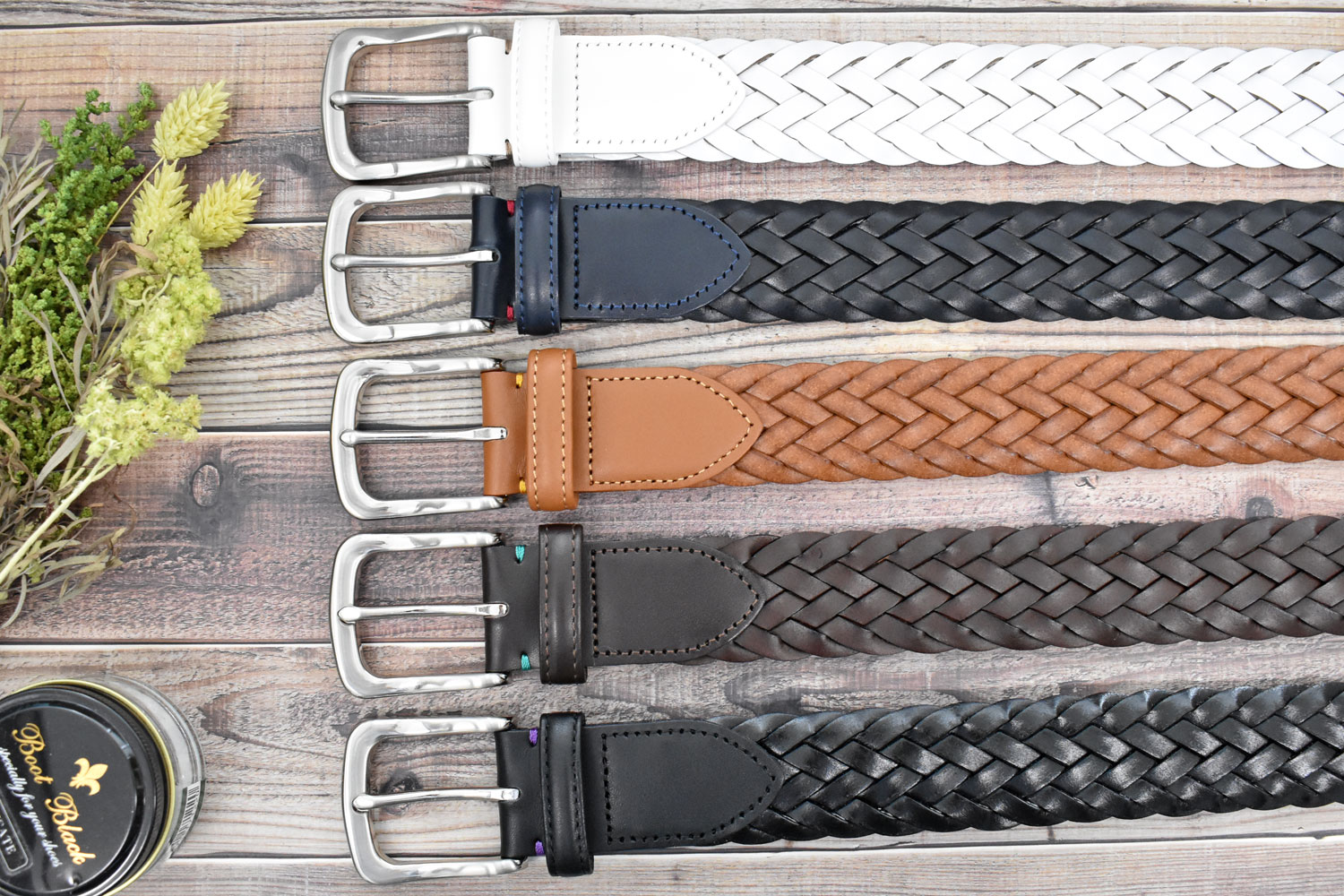 イタリアンレザーメッシュ 固定メンズベルト ピン式 「プレリーギンザ