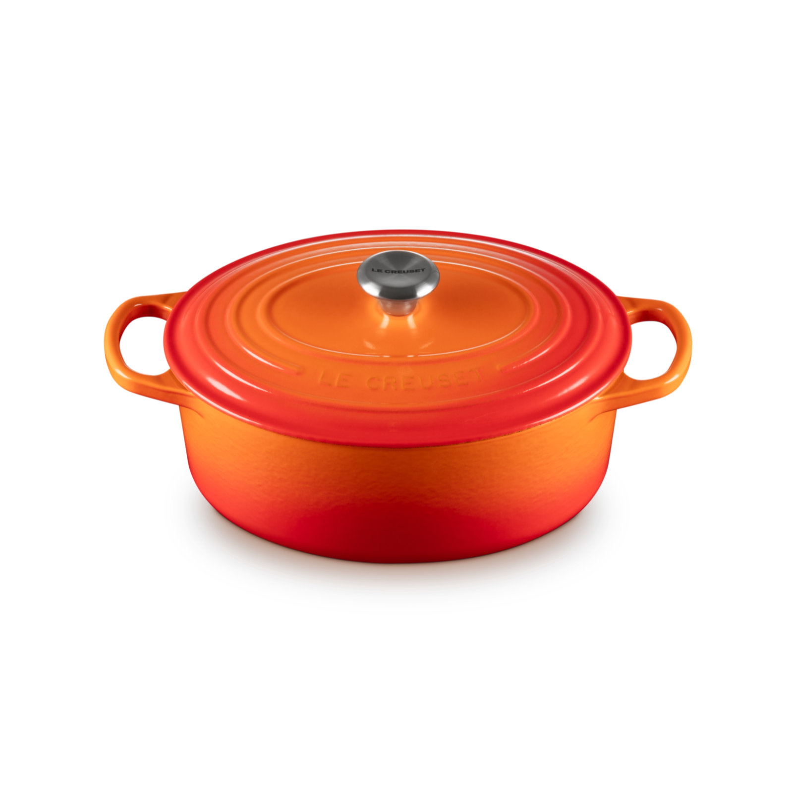 シグニチャー ココット・オーバル 25cm オレンジ (シルバーツマミ