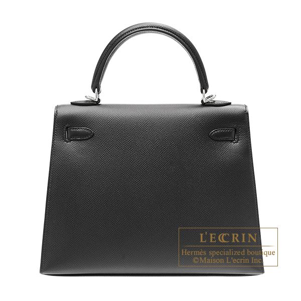エルメス ケリー25/外縫い ブラック ヴォーエプソン シルバー金具