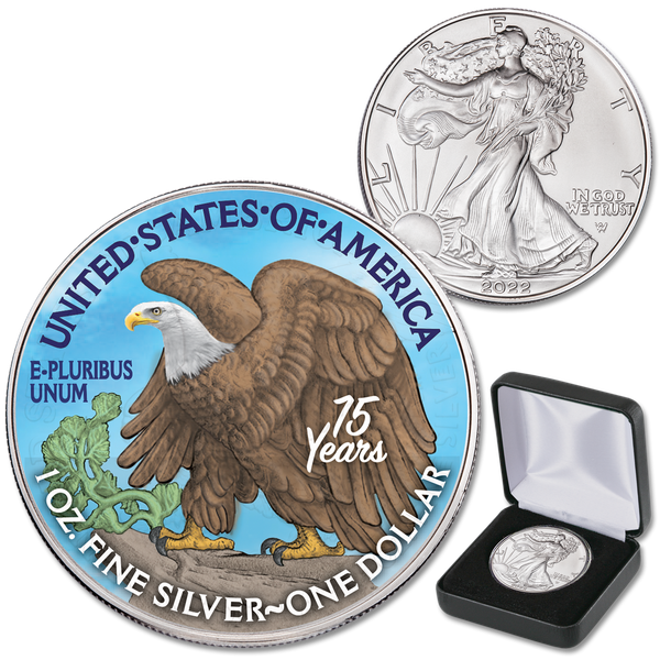 2022 Colorized American Eagle Silver Dollar, Liberty Walking Half
