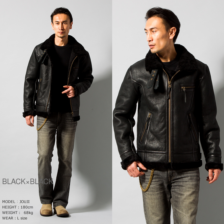 Liugoo Leathers 本革 B-3タイプライダース ムートンジャケット メンズ
