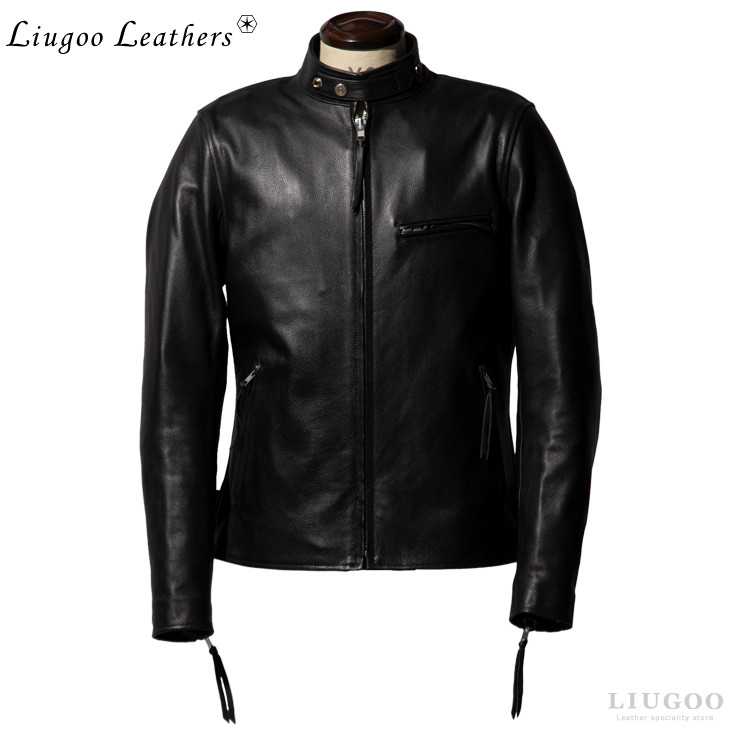 Liugoo Leathers 本革 プロテクター付シングルライダースジャケット