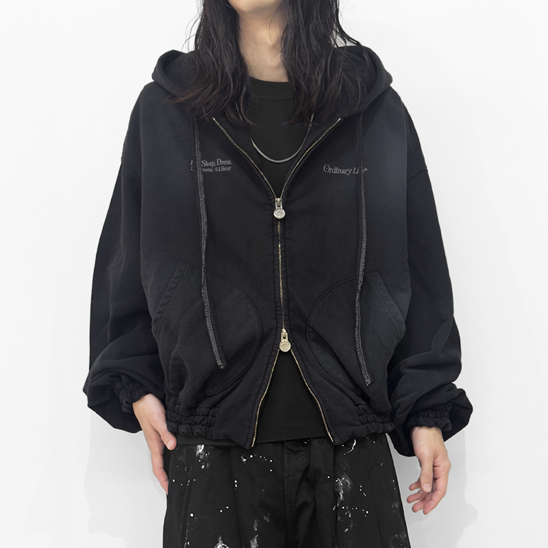 SHINYAKOZUKA [ WASHED ORDINARY OLD STYLE ZIP HOODIE ] WASHED BLACK