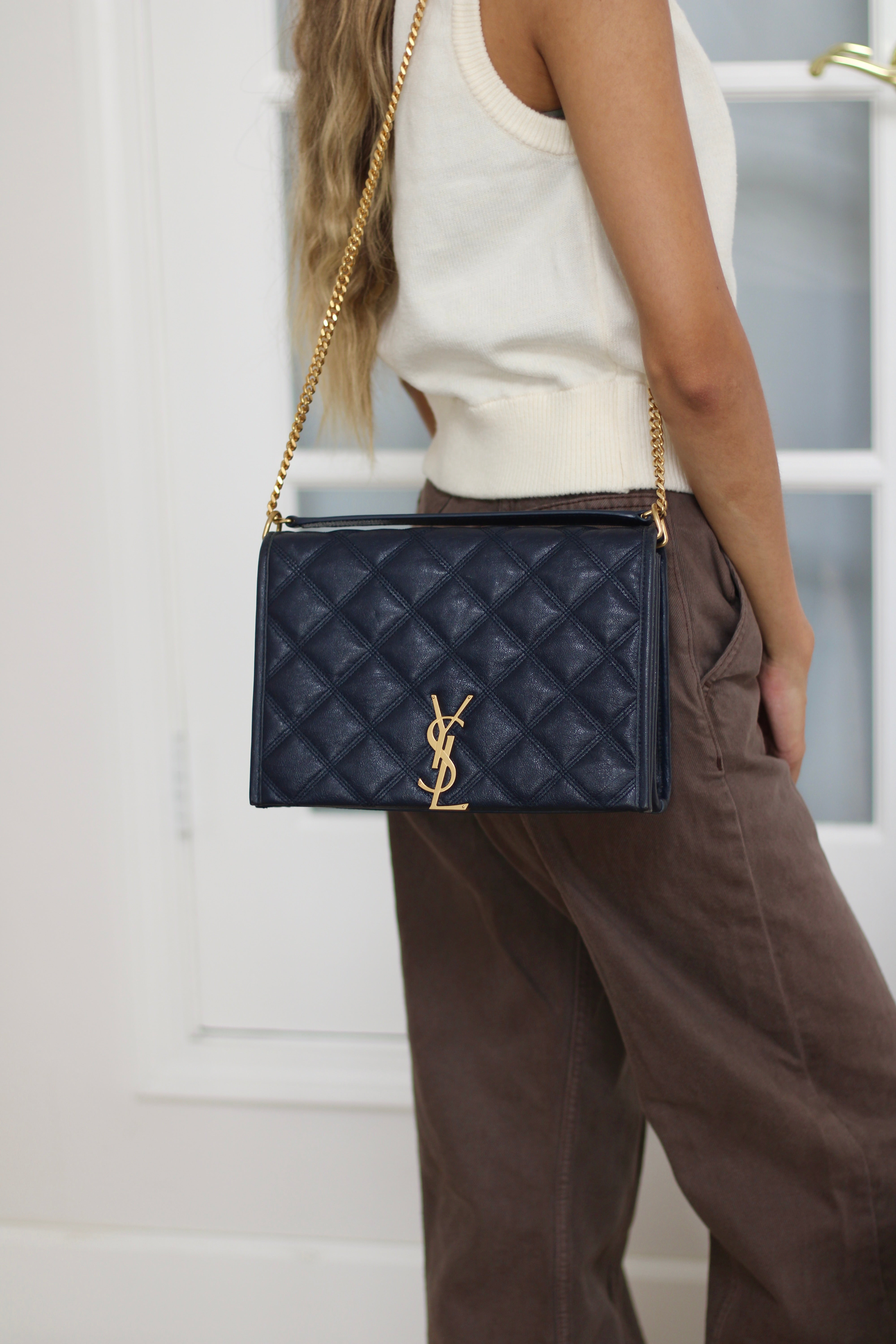 Saint Laurent Navy Becky Flap – Luxxedition