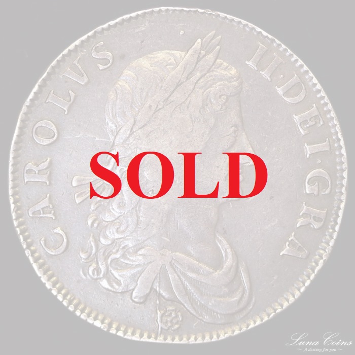 イギリス チャールズ2世 1662年 クラウン 銀貨 S3350 40mm超大型 First