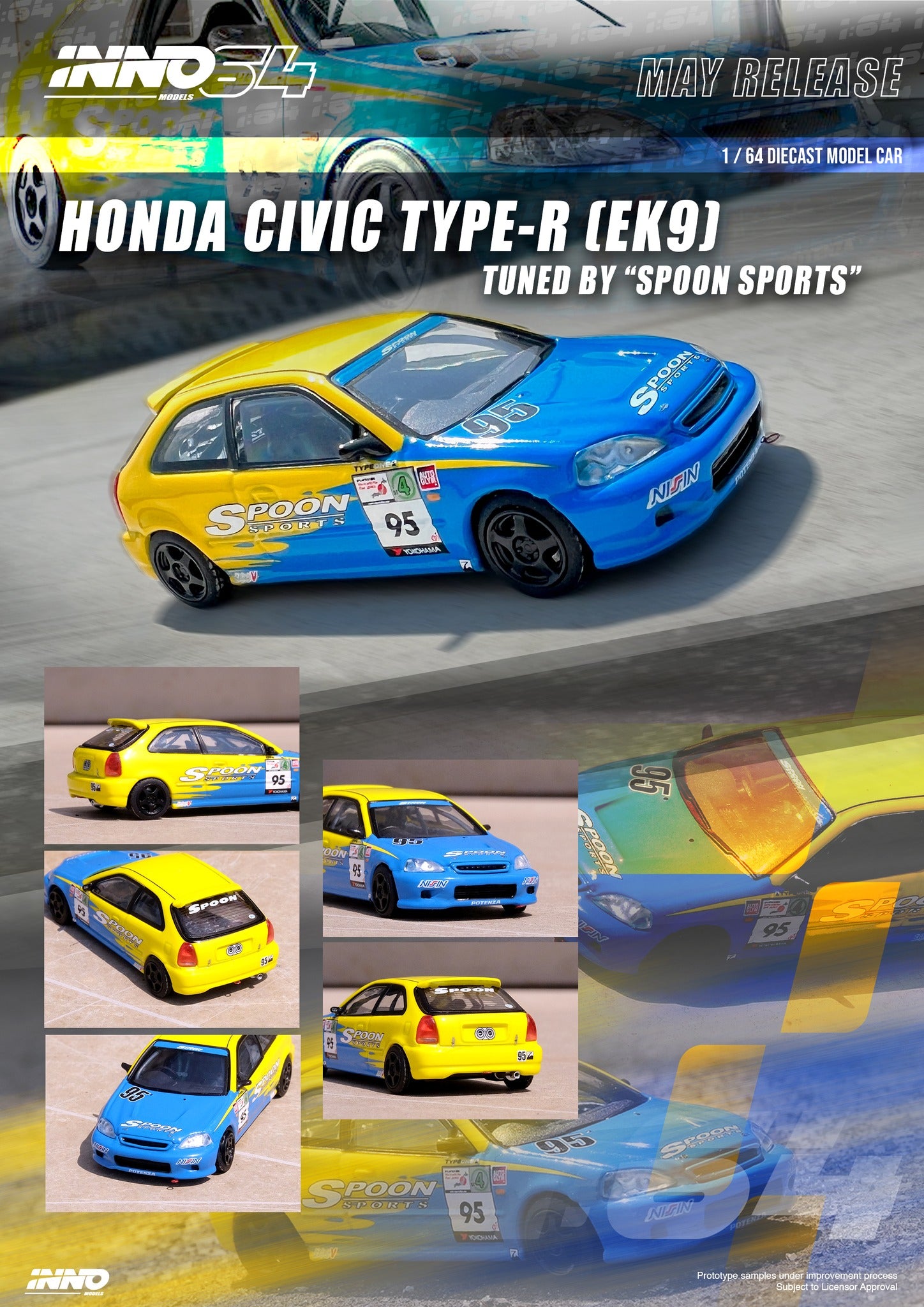 INNO64 1:64 Honda Civic Type-R (EK9) in Red with Livery
