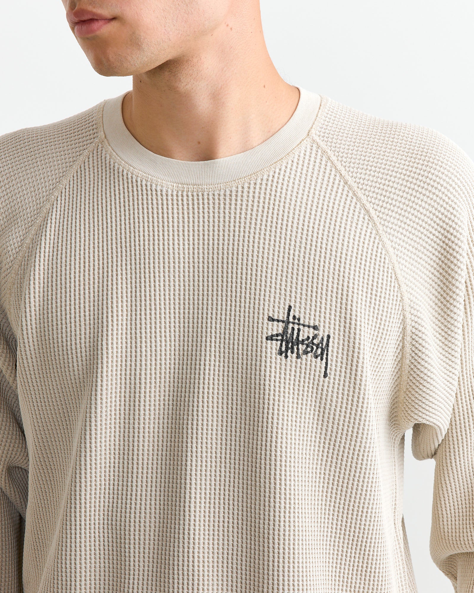 Raglan Thermal Basic Crewneck in Bone