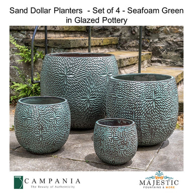 Campania Sand Dollar Planters - Set of 4 in Glazed Pottery