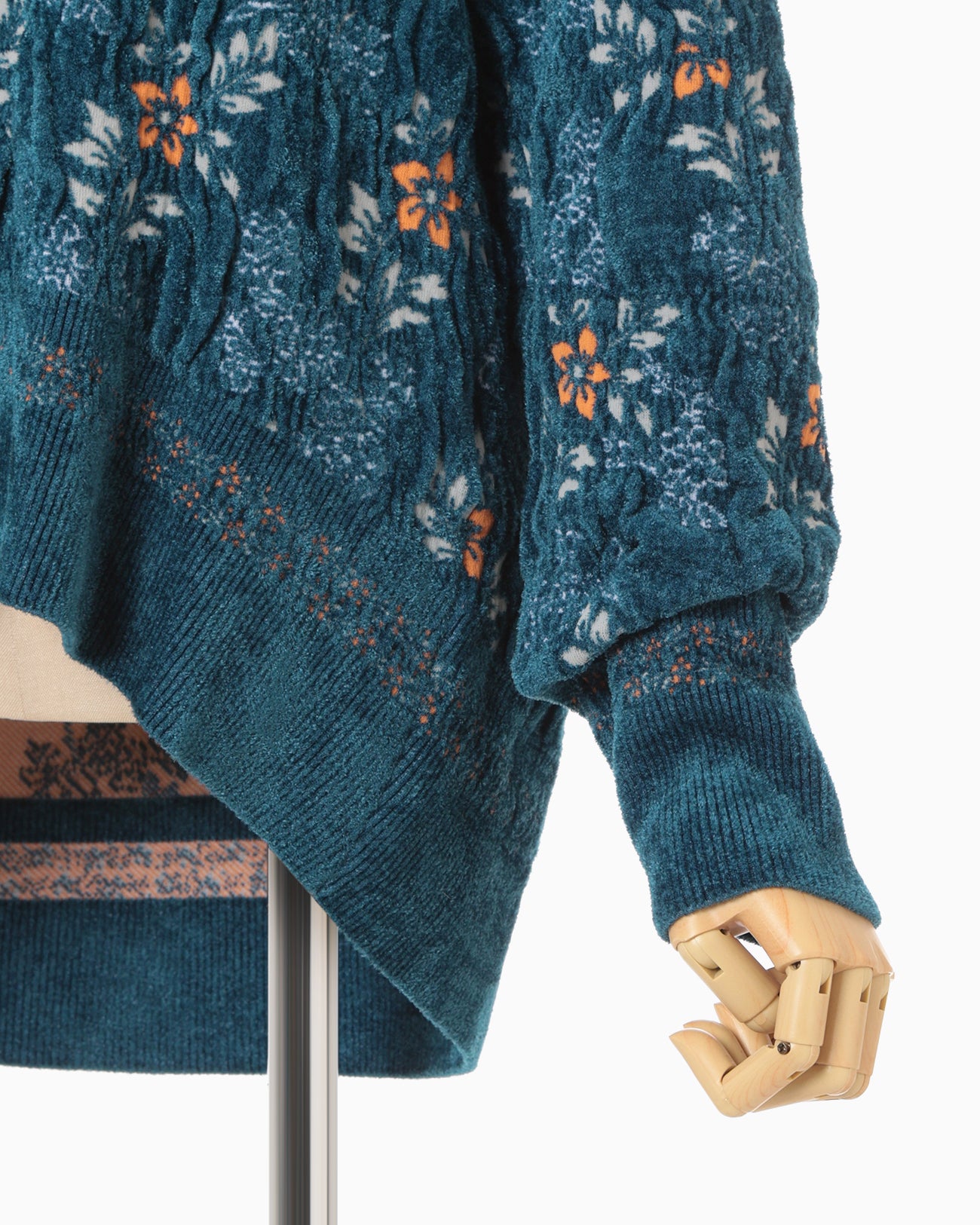 Floral Motif Chenille Knited Top - blue - Mame Kurogouchi