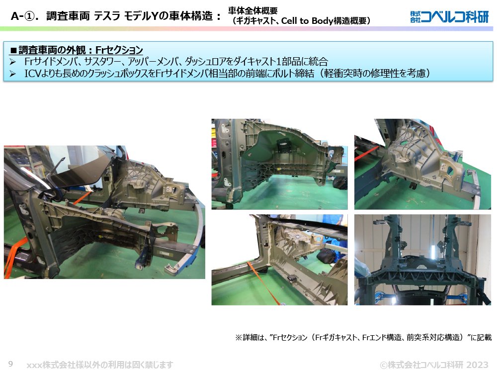 テスラ モデルY（Gigafactory Texas製）分解調査レポート - 自動車産業