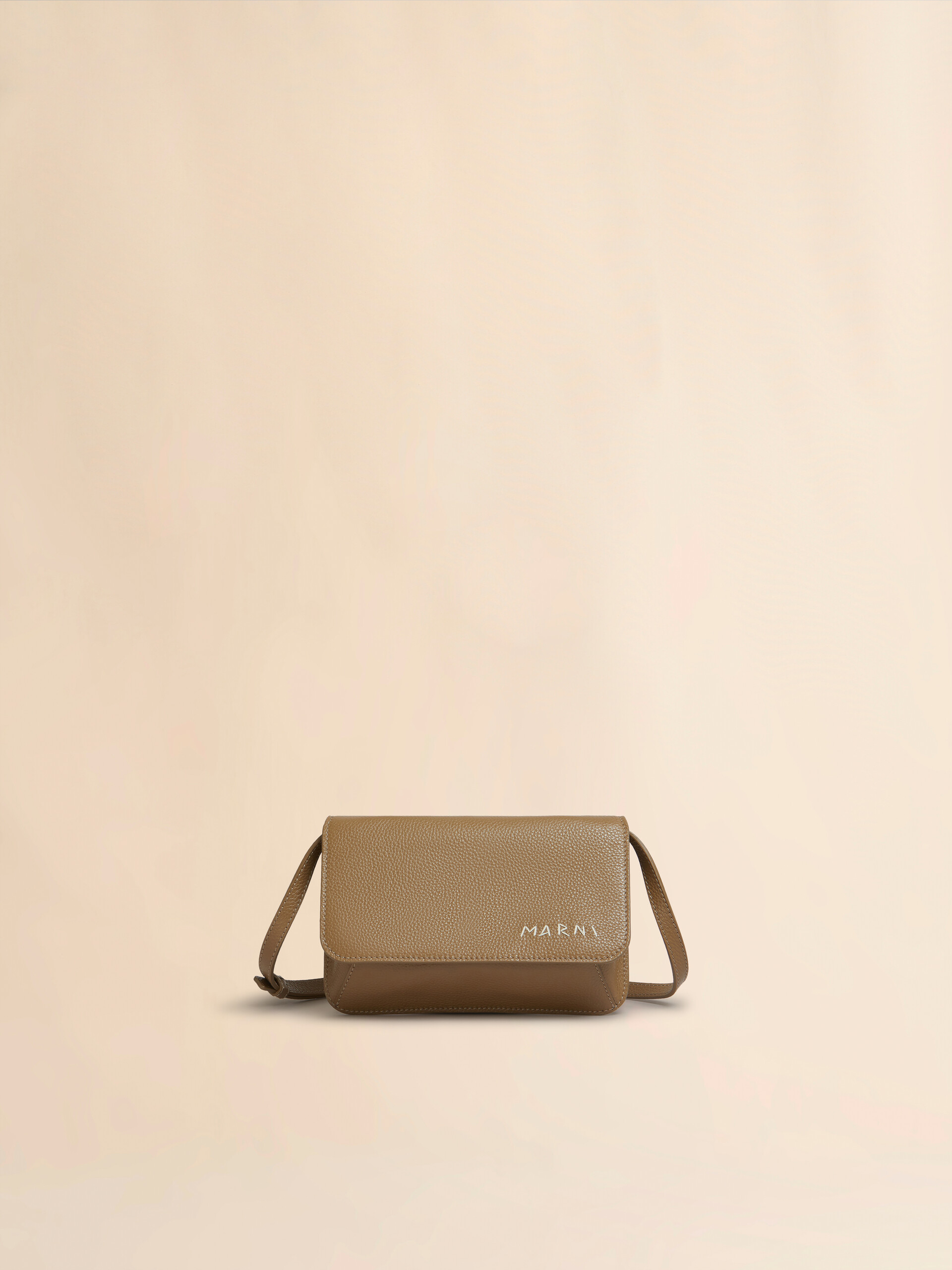 Brown leather shoulder bag with Marni Mending | Marni