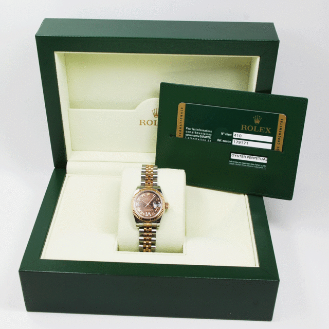 ROLEX 179171 Ⅵ ダイヤモンド ランダム 正規品 デイトジャスト チョコ