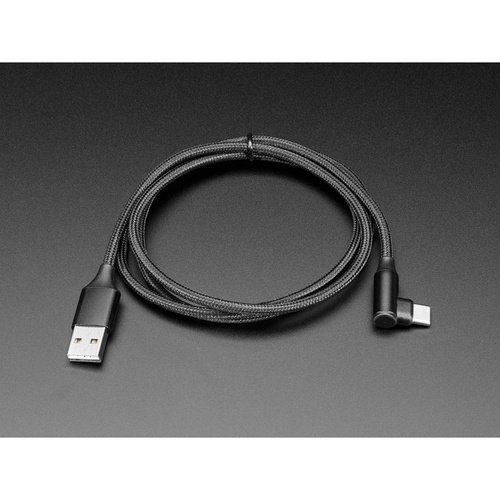 USB Type-A - L字 USB Type-C ナイロンUSBケーブル 1m 黒 ADA-5031