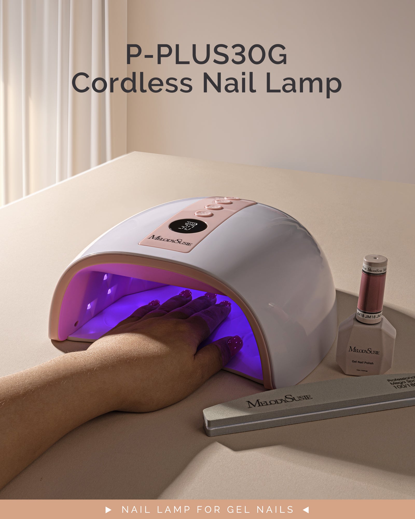 P-PLUS30G Rechargeable Cordless UV/LED Nail Lamp - Pink